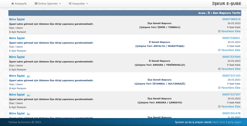 büro işçisi alımı