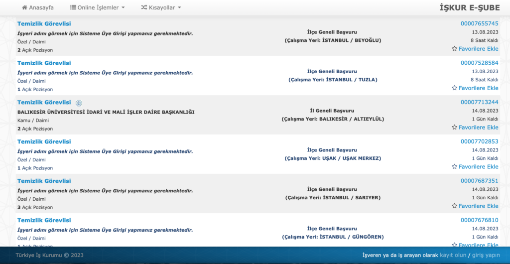temizlik görevlisi alımı