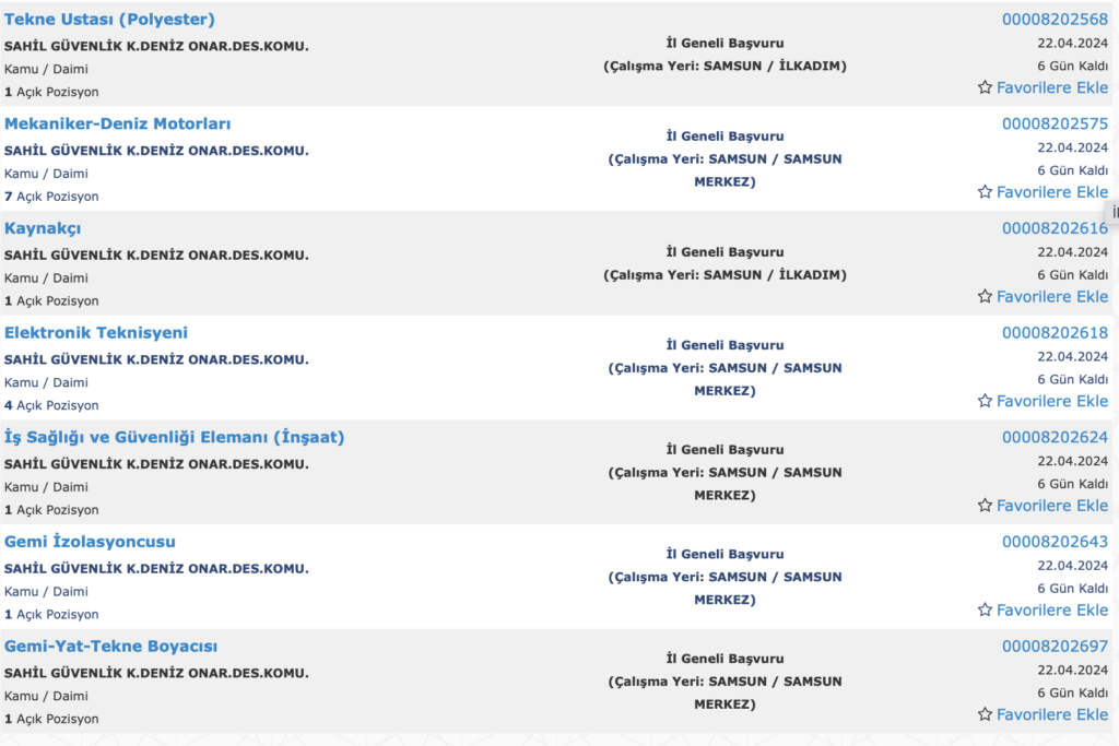 Sahil Güvenlik işçi alımı