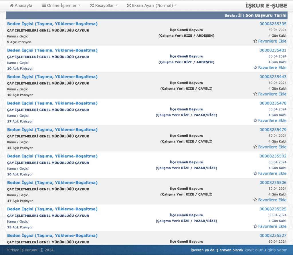 Çaykur işçi alımı