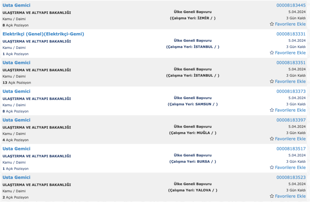 ulaştırma bakanlığı işçi alımı