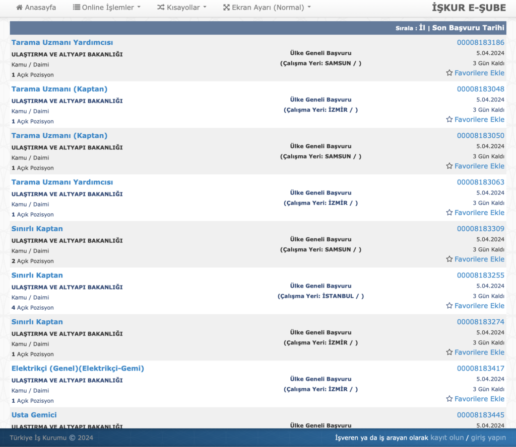 ulaştırma bakanlığı işçi alımı