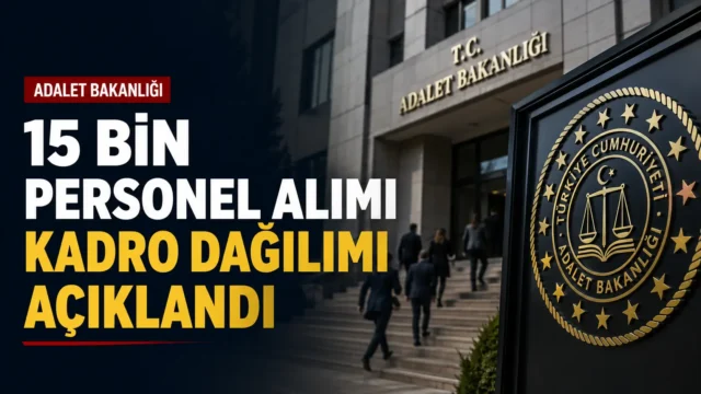 Adalet Bakanlığı personel alımı için adliye binası ve resmi duyuru panosu