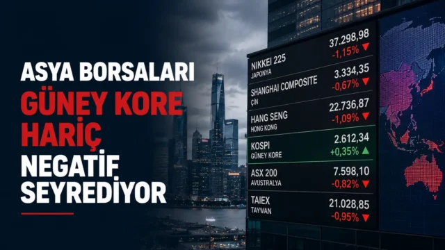 Asya borsalarında satış baskısını gösteren finans piyasası ekranı