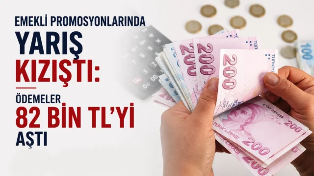 Emekli Promosyonlarında Yarış Kızıştı: Ödemeler 82 Bin TL’yi Aştı.Temmuz zammı öncesinde bankalar emeklileri kazanmak için promosyon yarışını büyüttü. Nakit ödeme, faizsiz kredi ve ek kampanyalarla toplam avantaj paketleri 82 bin 500 TL seviyesine ulaştı.