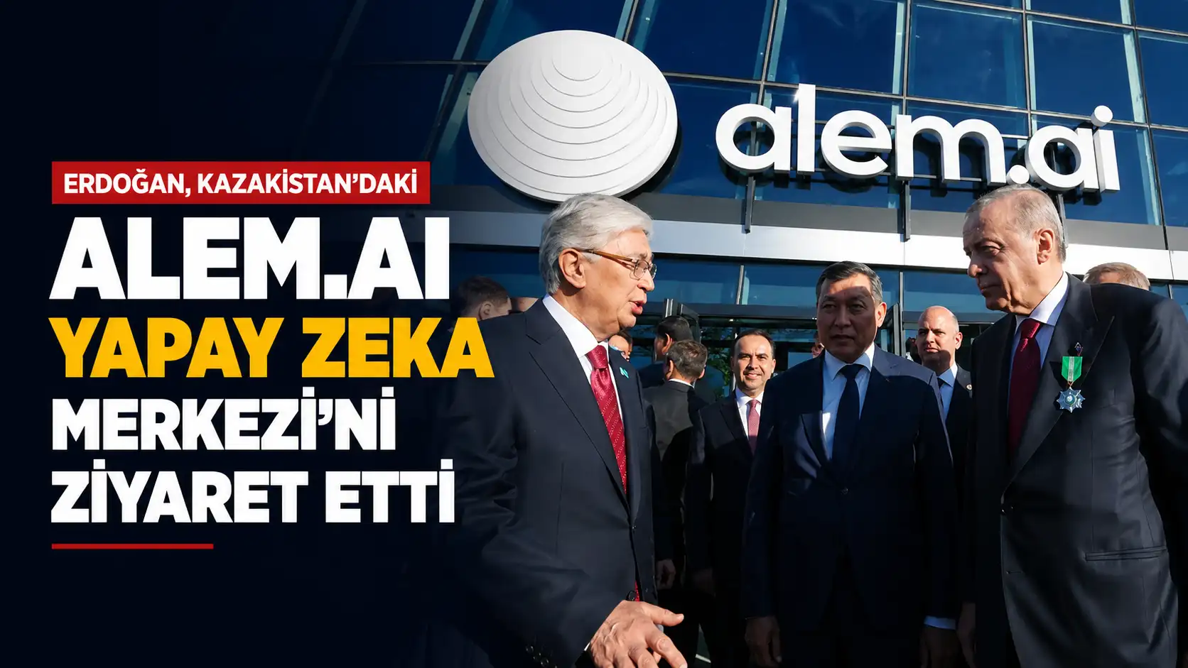 Erdoğan’ın Kazakistan’daki Alem.AI Yapay Zeka Merkezi ziyaretinden görüntü