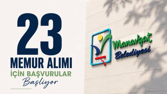 Manavgat Belediyesi 23 Memur Alımı Başvuruları Başlıyor.Manavgat Belediyesi tarafından yayımlanan ilanla memur ve zabıta memuru kadrolarına olmak üzere toplamda 23 memur alımı yapılacağı duyuruldu. KPSS puanıyla gerçekleştirilecek alımda başvurular haziran ayında başlayacak.