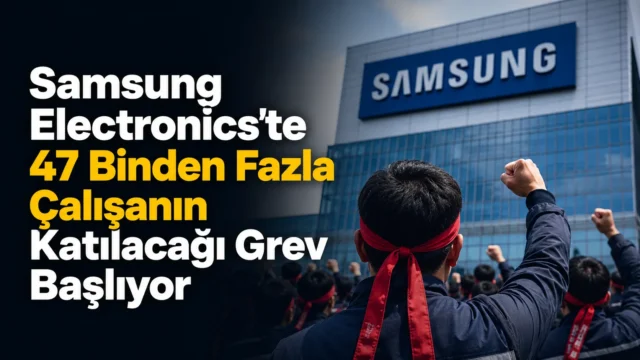 Samsung Electronics logosu ve grev sürecine ilişkin haber görseli