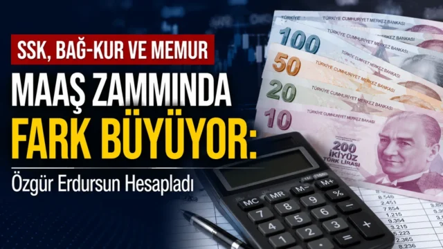SSK, Bağ-Kur ve memur maaş zammı hesaplamasını gösteren grafik