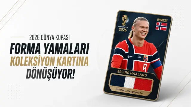 2026 Dünya Kupası debut forma yaması ve Topps koleksiyon kartı temsili