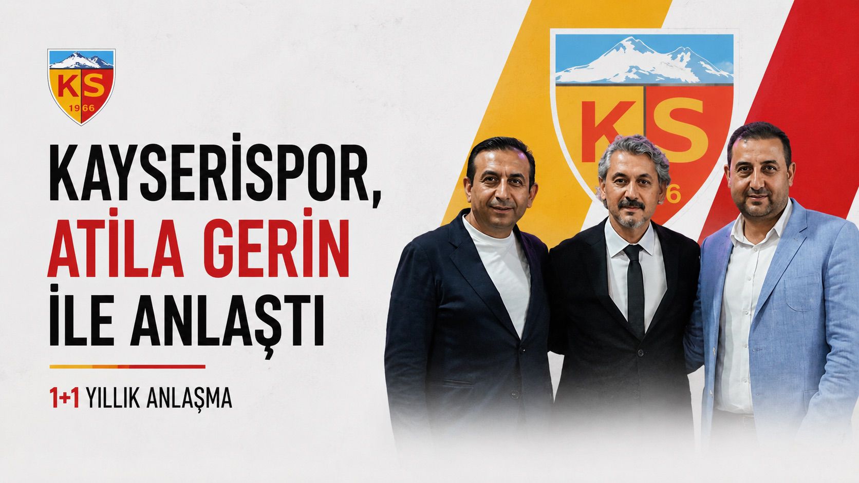 Kayserispor, 58 yaşındaki Atila Gerin ile 1+1 yıllık anlaşma yaptı. Seyit İçgül de kulüp menajeri olarak görevlendirildi.