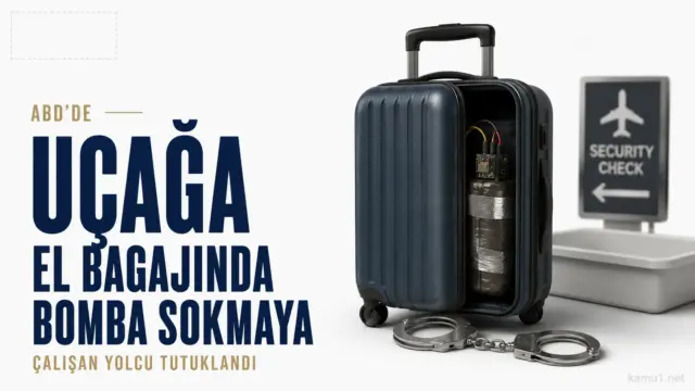 Sacramento Uluslararası Havalimanı güvenlik kontrolünde tutuklanan şüpheliye ilişkin haber görseli