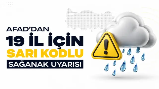 AFAD'ın sarı kodlu uyarı verdiği illeri gösteren Türkiye haritası