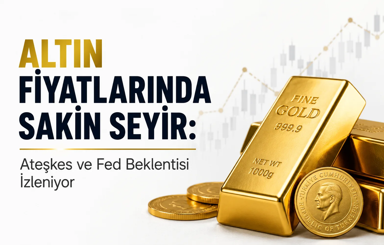 Altın külçeleri ve altın fiyatlarının piyasalardaki seyrini gösteren finans temalı görsel