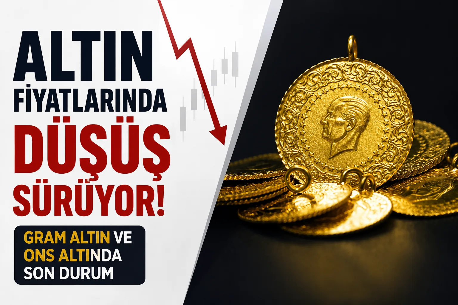 Gram altın ve ons altında yaşanan düşüşü gösteren piyasa görünümü