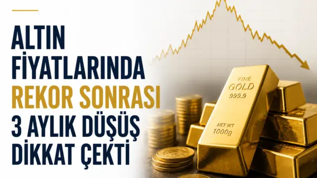 Altın fiyatlarındaki düşüşü gösteren piyasa ekranı ve altın külçeleri