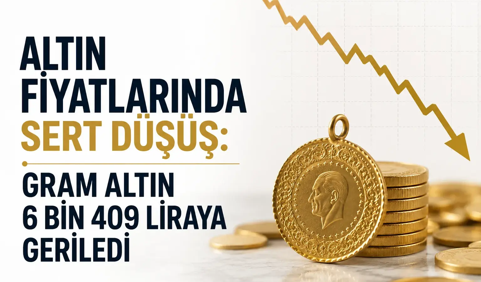 Altın fiyatlarındaki düşüş sonrası gram altın ve ons altın rakamlarını gösteren görsel
