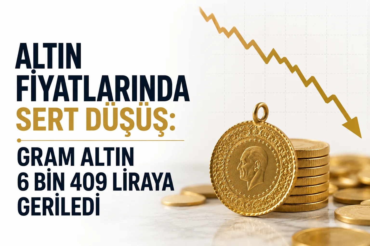 Altın fiyatlarındaki düşüş sonrası gram altın ve ons altın rakamlarını gösteren görsel