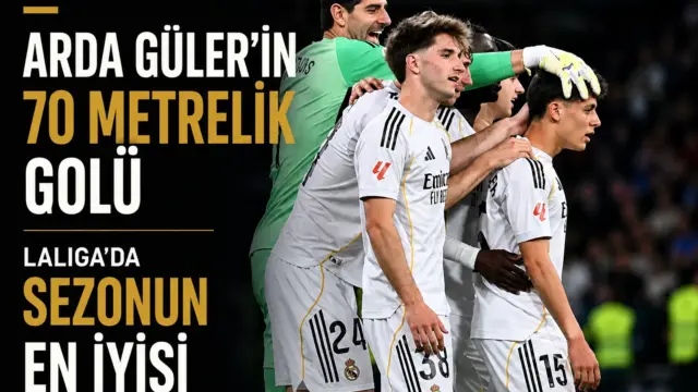 Arda Güler’in Real Madrid formasıyla Elche’ye attığı uzak mesafe golü