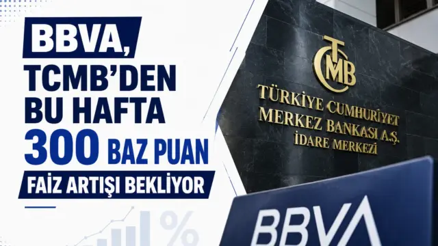TCMB binası önünde Türk bayrağı ve Merkez Bankası faiz kararına dair görsel