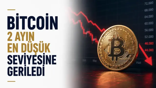 Bitcoin fiyatındaki düşüşü gösteren dijital kripto para temalı grafik