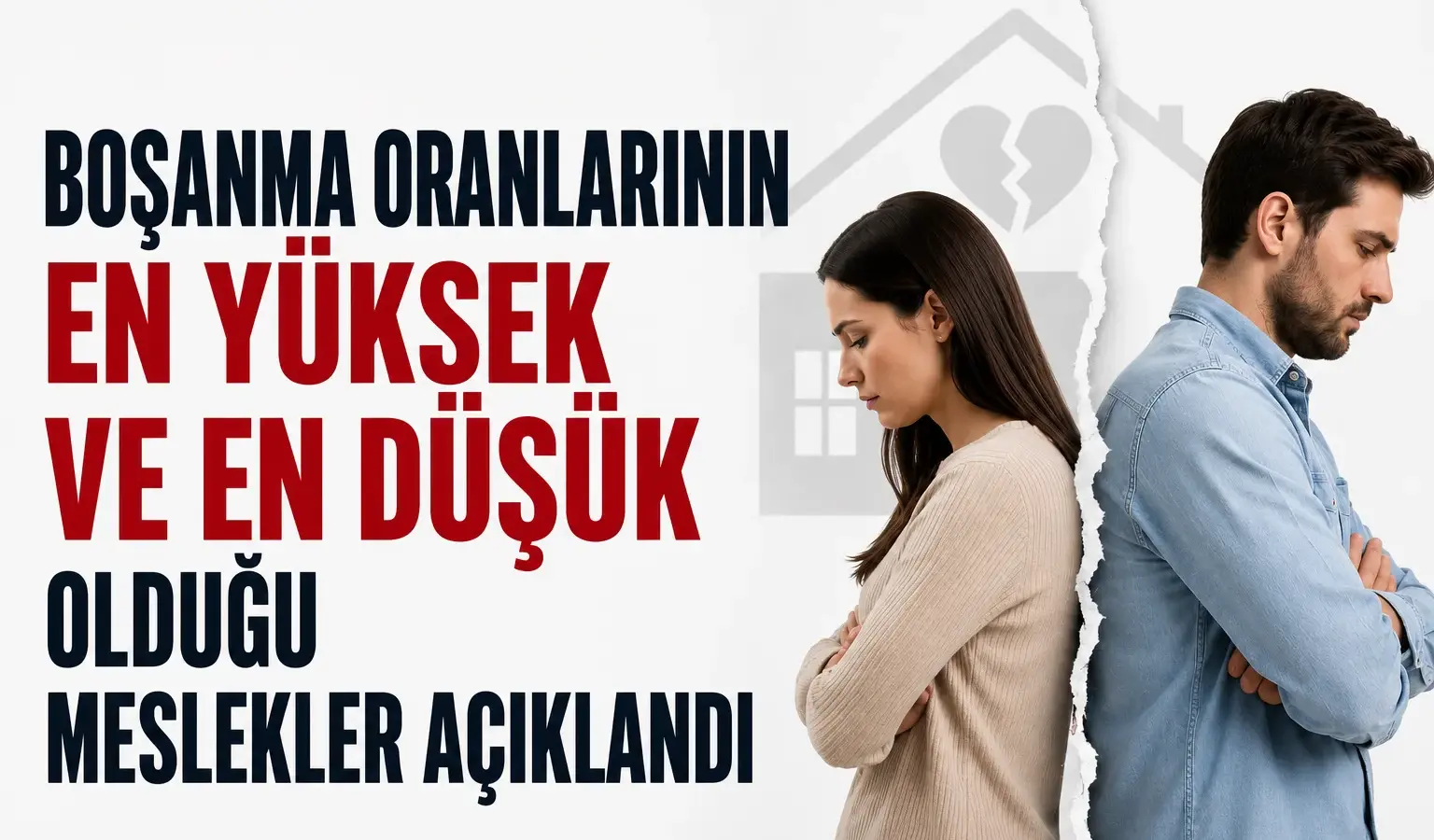 Boşanma oranlarının en yüksek ve en düşük olduğu meslekleri gösteren araştırma grafiği