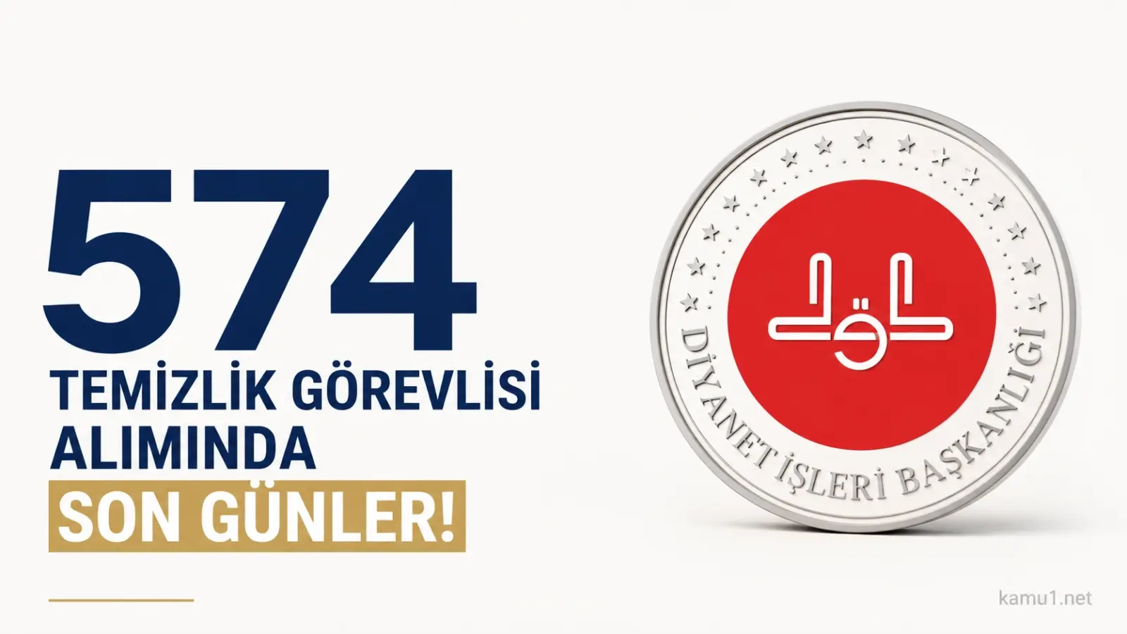 Diyanet 574 Temizlik Görevlisi Alımında Son Günler! Başvurular Sona Eriyor.Diyanet İşleri Başkanlığı tarafından gerçekleştirilen 574 sözleşmeli temizlik görevlisi alımı için başvurularda son günlere girildi. Taşra teşkilatında görevlendirilecek personeller için başvuru süreci devam ederken, adayların belirtilen tarihe kadar işlemlerini tamamlaması gerekiyor.