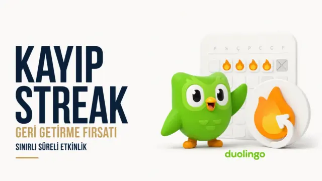 Duolingo uygulamasında kayıp streak’i geri getirme etkinliği ekranı