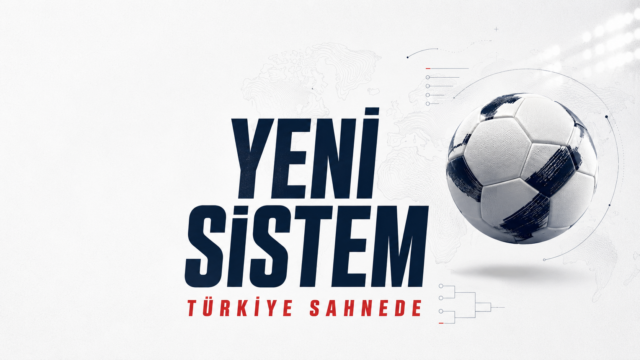 2026 Dünya Kupası rehberi için hazırlanan, “Yeni Sistem” ve “Türkiye Sahnede” yazılı futbol topu görseli