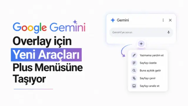 Android telefon ekranında Google Gemini overlay için genişletilen Plus menüsü
