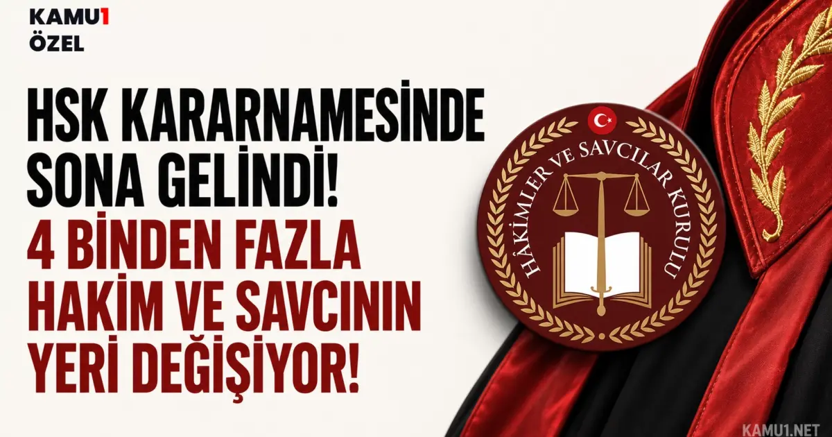 4 binden fazla hakim ve savcının yeri değişiyor. HSK kararnamesinde sona gelindi. Kamu1’in edindiği bilgileri göre ; Kararnamenin 1-2 gün içerisinde yayınlanacağı Ankara ve bir çok büyükşehirde Cumhuriyet Başsavcılarının değişeceği kaydediliyor.