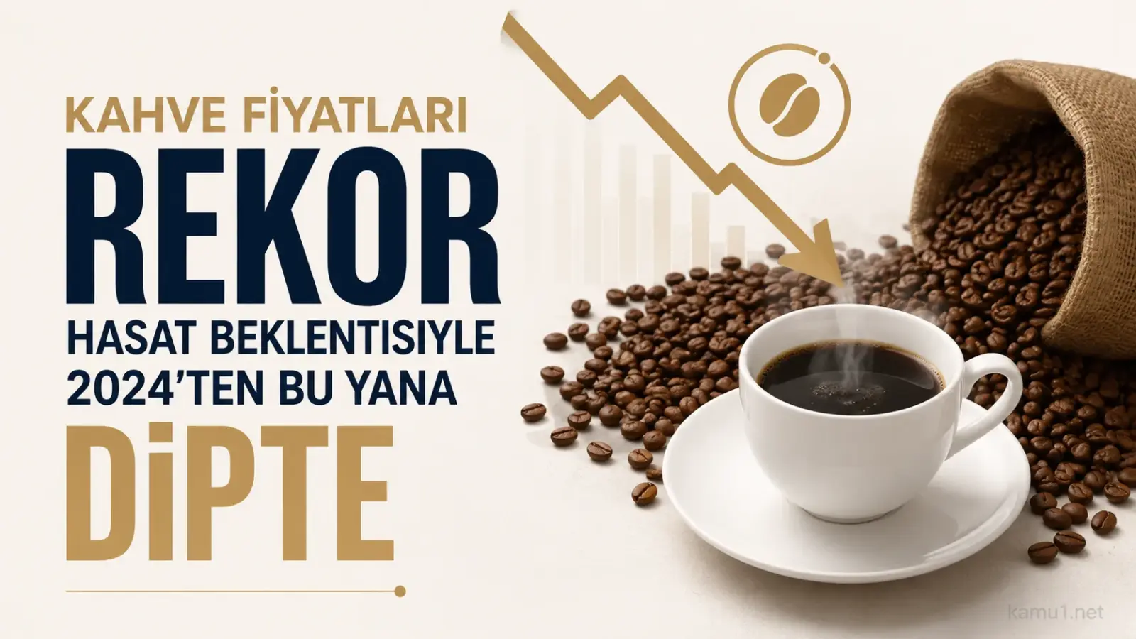 Kahve çekirdekleri ve düşen kahve fiyatlarını simgeleyen emtia piyasası görünümü