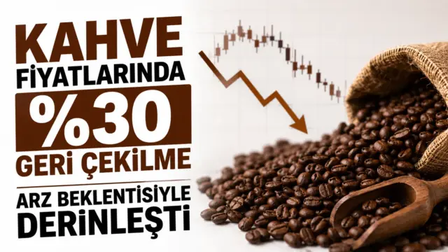 Küresel kahve piyasasında düşüş sonrası kahve çekirdekleri ve fiyat ekranı
