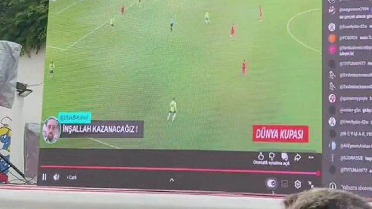 Kırıkkale'de A Milli Takım maçı için kurulan dev ekranla ilgili gündeme gelen oyun görüntüsü iddiası