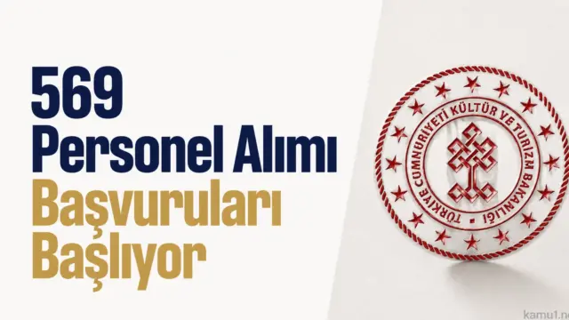 Kültür ve Turizm Bakanlığı, merkez ve taşra teşkilatında istihdam edilmek üzere toplam 569 sözleşmeli personel alımı yapacak.