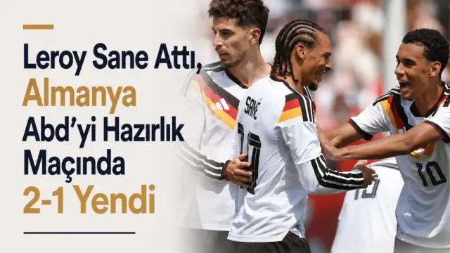Chicago'da oynanan ABD Almanya hazırlık maçında gol sevinci yaşayan Leroy Sane