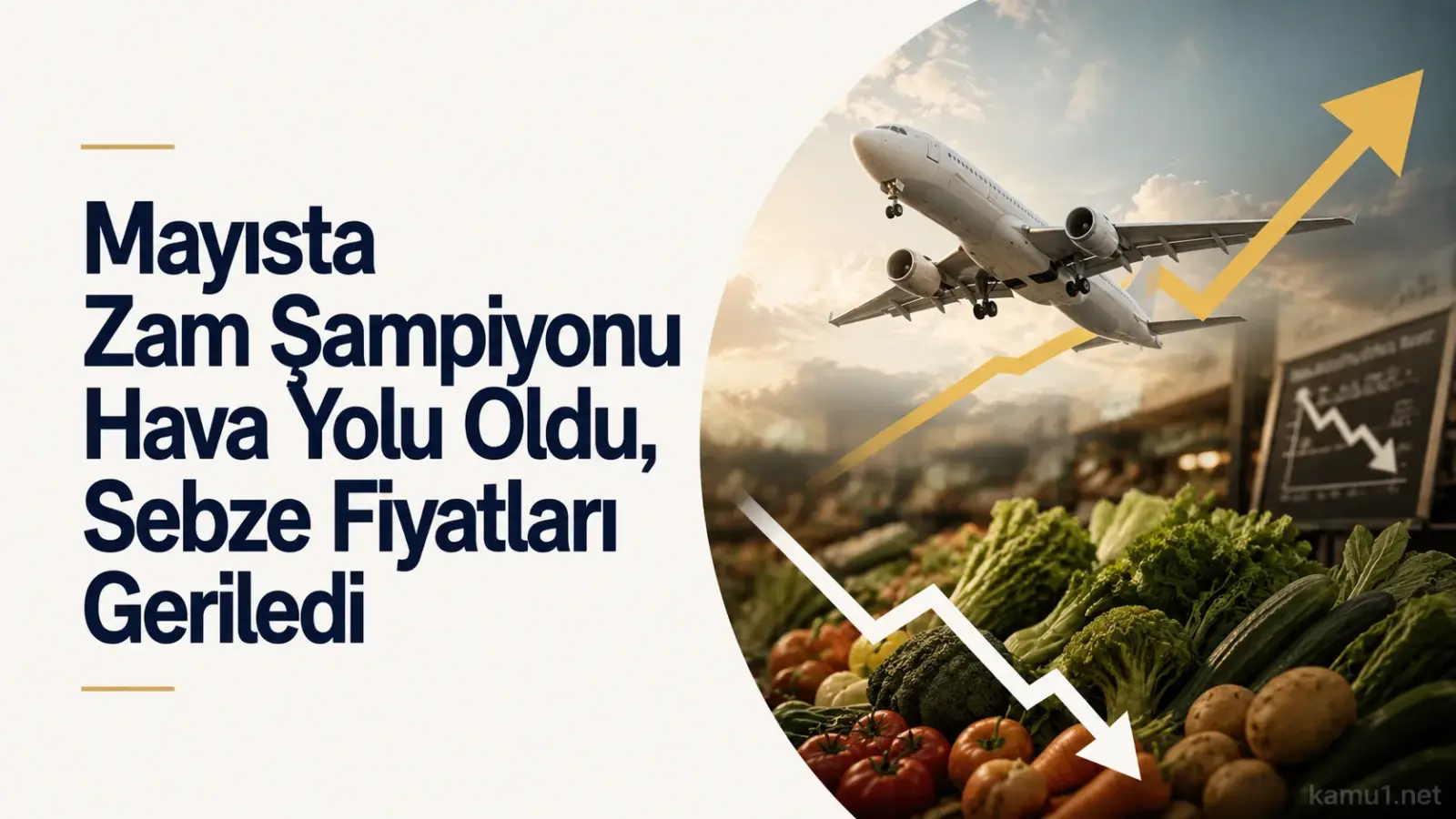 TÜİK mayıs verilerinde hava yolu fiyat artışı ve sebze fiyat düşüşünü gösteren görsel