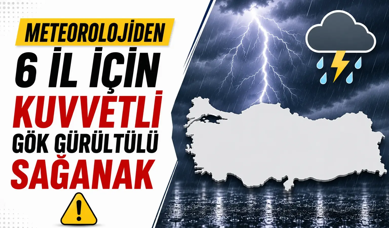 Meteoroloji’nin 6 il için yayımladığı kuvvetli sağanak ve gök gürültüsü uyarısı