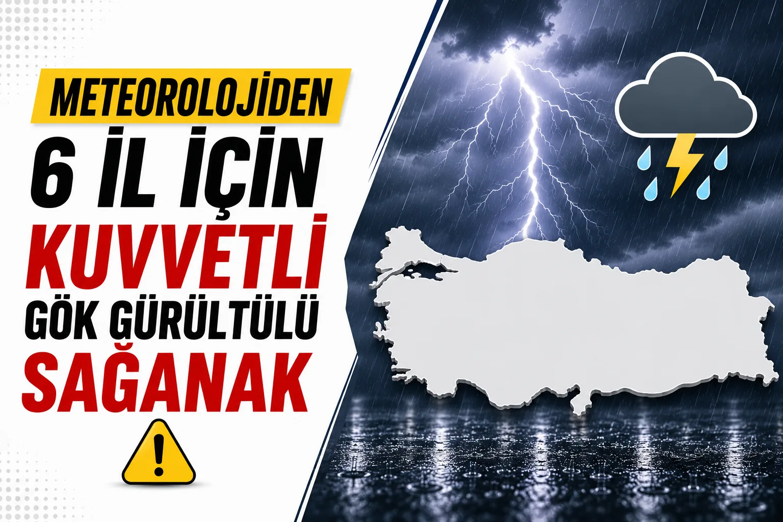Meteoroloji’nin 6 il için yayımladığı kuvvetli sağanak ve gök gürültüsü uyarısı