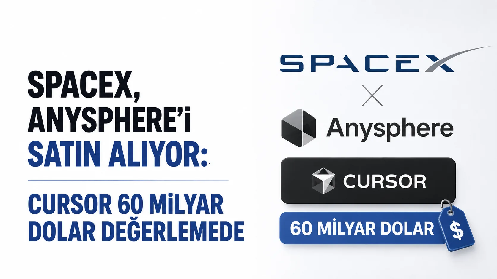 SpaceX ve Anysphere anlaşmasında Cursor için 60 milyar dolarlık değerleme