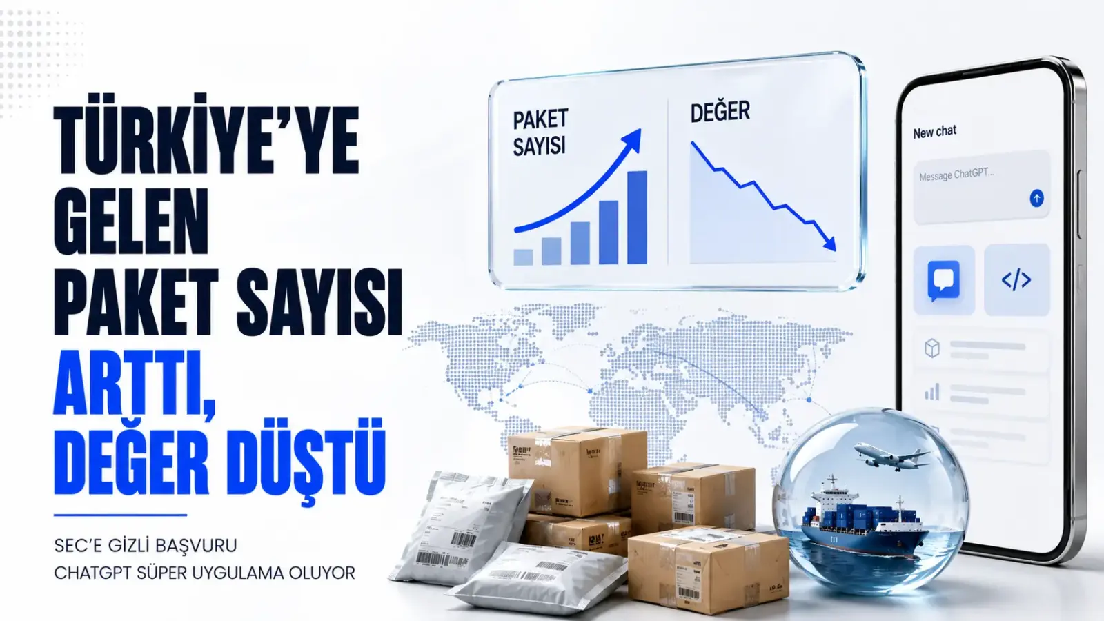 Türkiye’ye gelen paket sayısındaki artışı gösteren ekonomik haber görseli