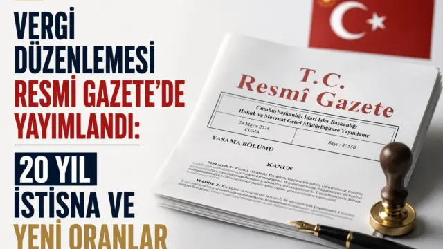Resmi Gazete ve vergi düzenlemesiyle ilgili belge ve kalem görseli